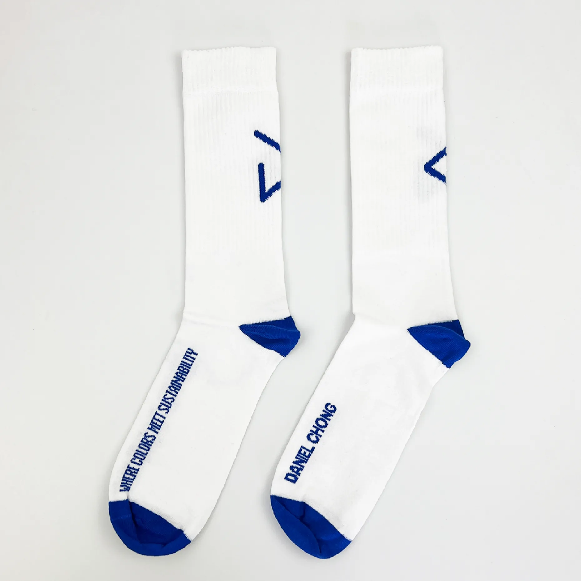 Daniel Chong Calcetines white & blue logo New