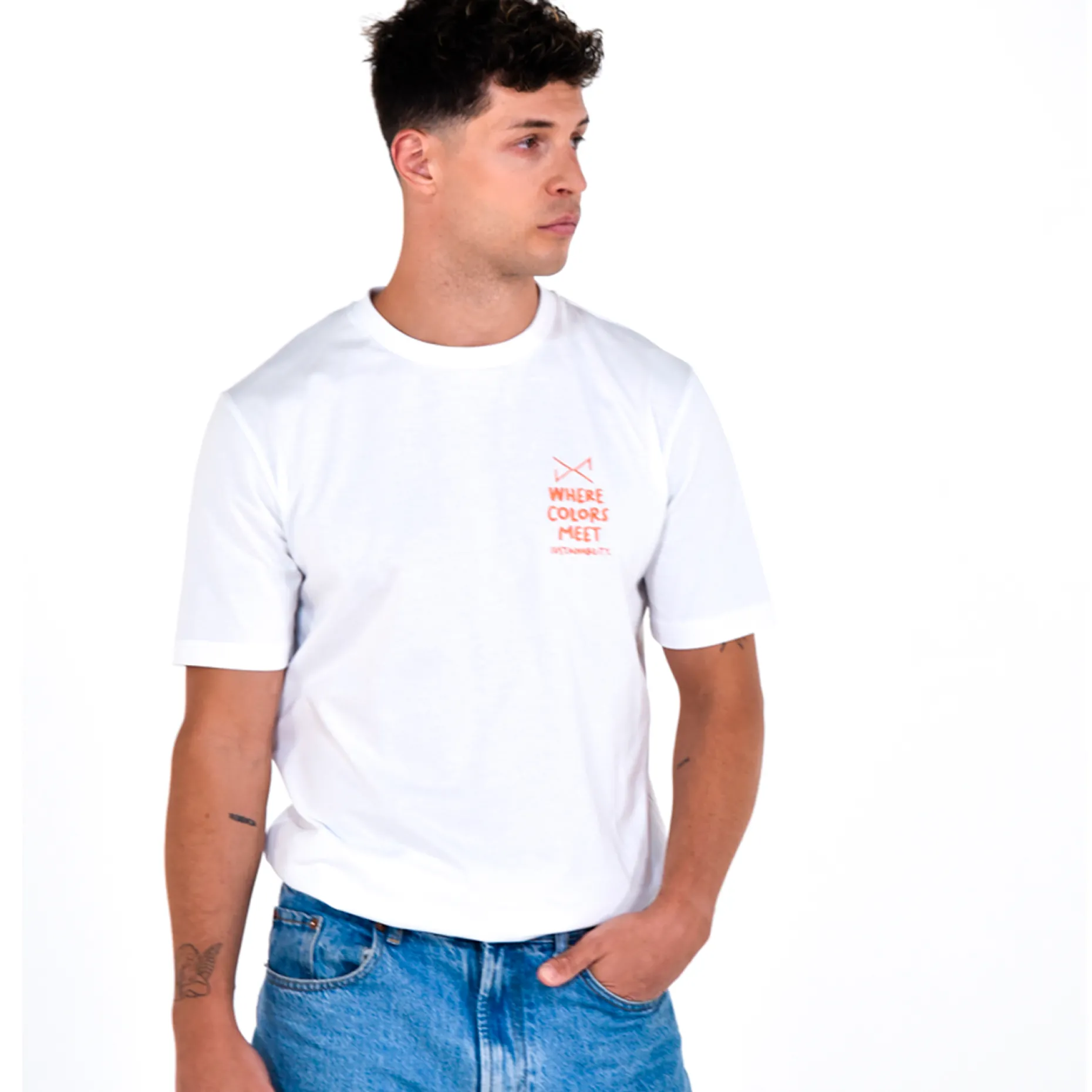 Daniel Chong CAMISETA BLANCA BORDADO NARANJA Fashion