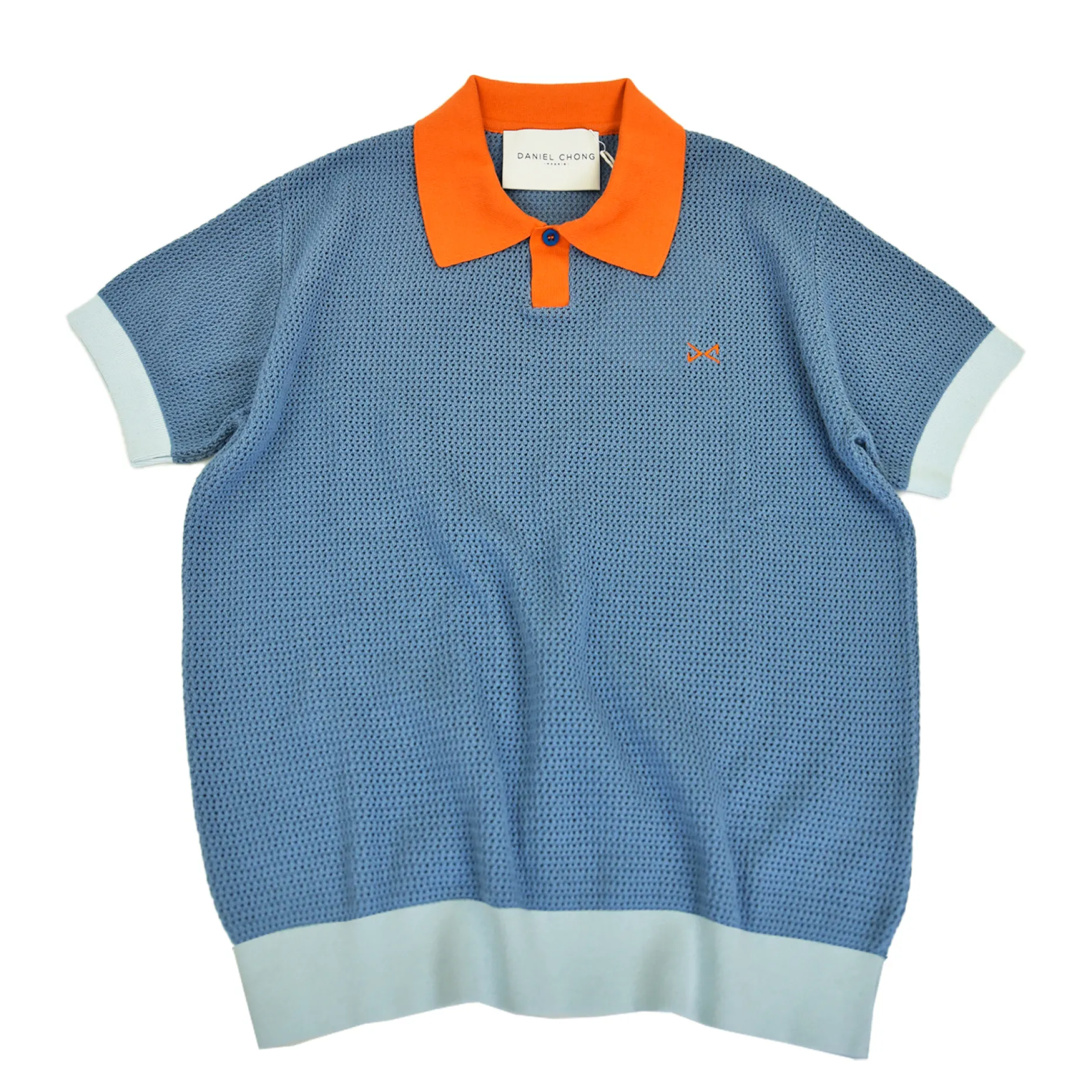 Daniel Chong Men's Short Sleeve Mesh Polo w/ Button AZUL CLARO Online