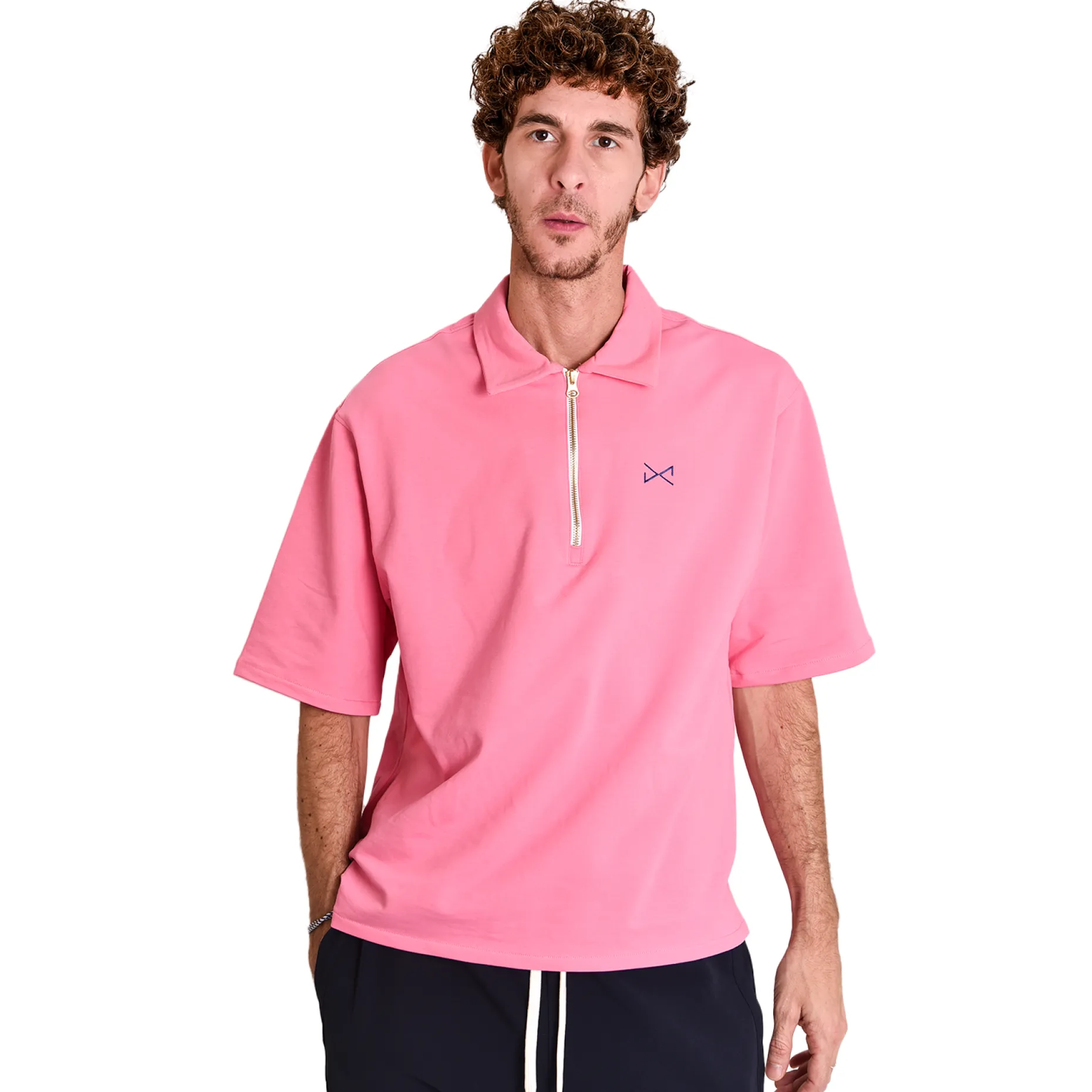 Daniel Chong OVER ZIP POLO ROSA unisex Fashion